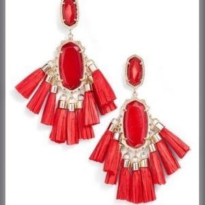 KS Kristen Tassel Drop Earrings In Red Mop/ Gold